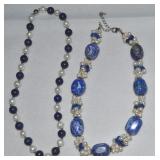 925 Sterling Chunky Lapis Lazuli Beaded Necklace +