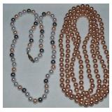 (2) Hand Knotted Pearl Strand Necklaces