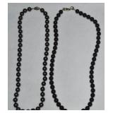 (2) Beaded Necklace w/ Knotted Pearl + Black Onyx