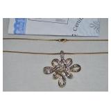 EJ 925 Sterling Vermeil Diamond Pendant w/COA