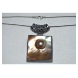 NF 925 Sterling Large Blister Pearl Square Pendant