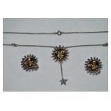 Vintage Creations 925 Sterling Ruby Eyes Sun