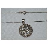 925 Sterling Celtic Shamrock Pendant Necklace