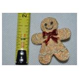 Vtg Goldtone Glittered Gingerbread Man Brooch