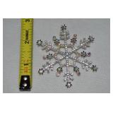 Silvertone AB Rhinestone Snowflake Brooch