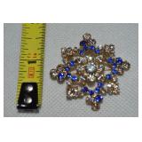 Vintage Goldtone Rhinestone Snowflake Brooch