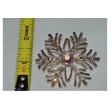 Silvertone AB Rhinestone Snowflake Brooch
