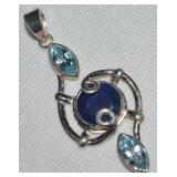 925 Sterling Lapiz Lazuli Blue Topaz Pendant