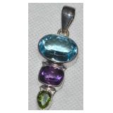 Charles Albert 925 Sterling Blue Topaz Amethyst