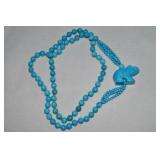 Turquoise Bead Elephant Accent Necklace 30"