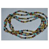60" Long Multi Gemstone Polished Bead Necklace