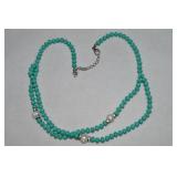 Turquoise & Pearl w/ Spacers Beaded Necklace