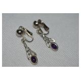 925 Sterling Amethyst Celtic Clip Earrings (clip