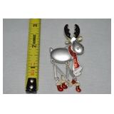 Vintage Silvertone Enamel Reindeer Brooch