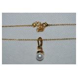 Danbury Mint Pearl Goldtone Pendant Necklace