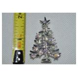 Vtg Silvertone AB Rhinestone Christmas Tree Brooch