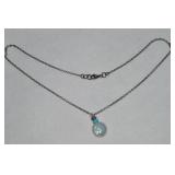 925 Sterling Pearl & Turquoise Necklace 16"