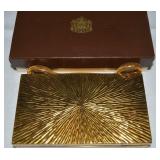Vtg Evans Goldtone Sunburst Clutch Compact w/