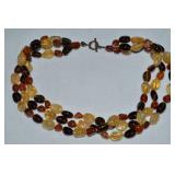 Danbury Mint 3 Row Polished Stone Necklace