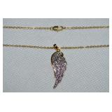 Danbury Mint Goldtone Angel Wing Pendant Necklace