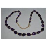 Goldtone Amethyst & Spacers Beaded Necklace