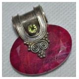 Fadi 925 Sterling India Faceted Ruby Slide Pendant