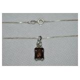 R 925 Sterling Blue Topaz & Small Quartz Pendant