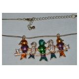 Rosegold-tone Rhinestone Enamel Birds on a