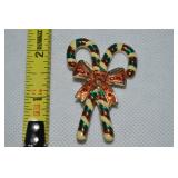 Lenox Goldtone Rhinestone Candy Canes Brooch