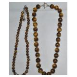 (2) Tigers Eye Beaded Strand Necklaces