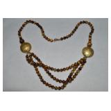 925 Sterling Clasp Tigers Eye Beaded Necklace 18"
