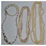 (3) Pearl Necklaces w/ German Silver Goldtone