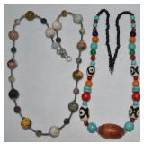 (2) Carved / Polished Stone Beaded Necklaces