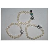 (3) Unicef Gift Pearl Bracelets w/ Toggle Clasp