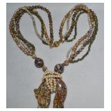 Carved Stone w/ Leopard Skin Jasper Pendant