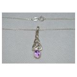 925 Sterling Celtic Design Amethyst Cabachon
