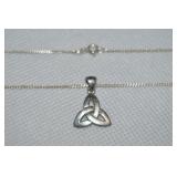 925 Sterling Celtic Knot Pendant Necklace 18"