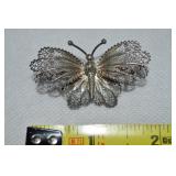 Victorian Italian 800 Silver Filigree Butterfly