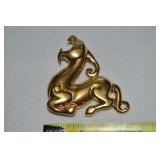 MMA Goldtone Mythical Horned Beast Brooch