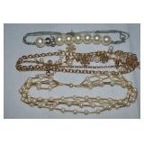 (3) Faux Pearl Necklaces Lot w/ 1 Avon