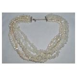 925 Sterling Pearl & Quartz Multistrand Necklace