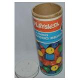 Vintage Playskool Jumbo Wood Beads Set in Tube