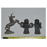 (3) Vintage Pewter Miniature Figures w/ Unicorn
