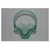Vtg Fenton-Style Aqua Green Art Glass Basket