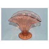 Vintage Pink Depression Glass Optic Fan Vase