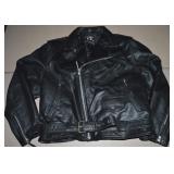 FMC Black Leather Motorcycle Jacket Size 54