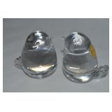 Pair Vtg Hadeland Norsk Cristal Baby Chick Bird