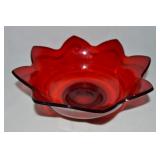 Vtg Fenton Amberina Glass Lotus Bowl 9' Diam
