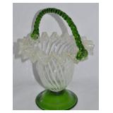 Vintage Clear w/ White Stripes & Green Applied