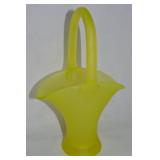 Vintage Tiffin Uranium Art Glass Basket 10.5t